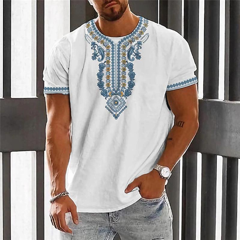 Men's Retro Print Casual Loose Printed Short Sleeve T-Shirt 9261138935992