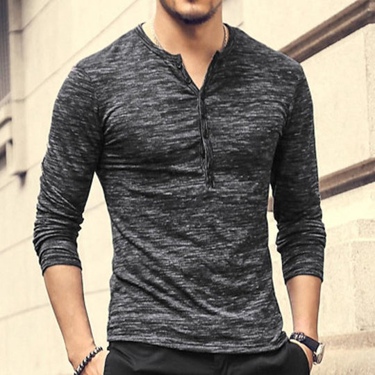 Men's Round Neck Solid Color Henley Shirt 9261122257080