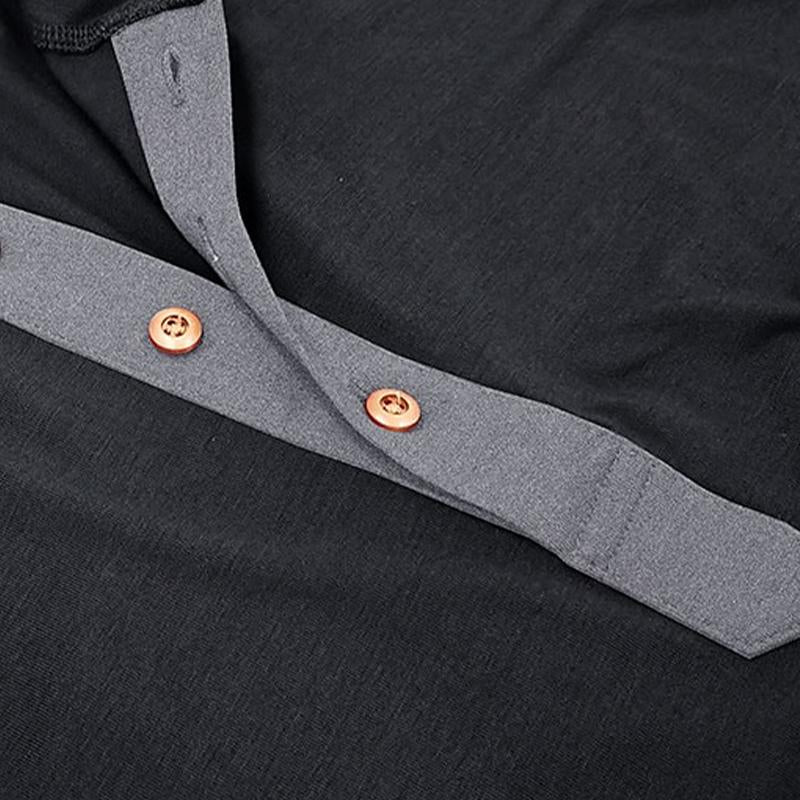 Men's Contrast Henley Neck Long Sleeve T-Shirt 9887382962360