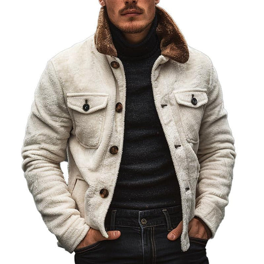 Men's Color Block Polar Fleece Single Breasted Jacket 9878729195704