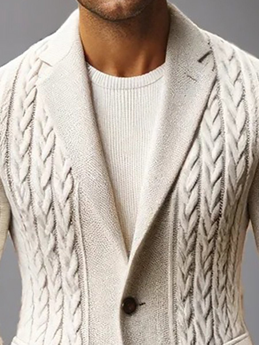 Men's Fashion Solid Color Lapel Knitted Jacket 9888735789240