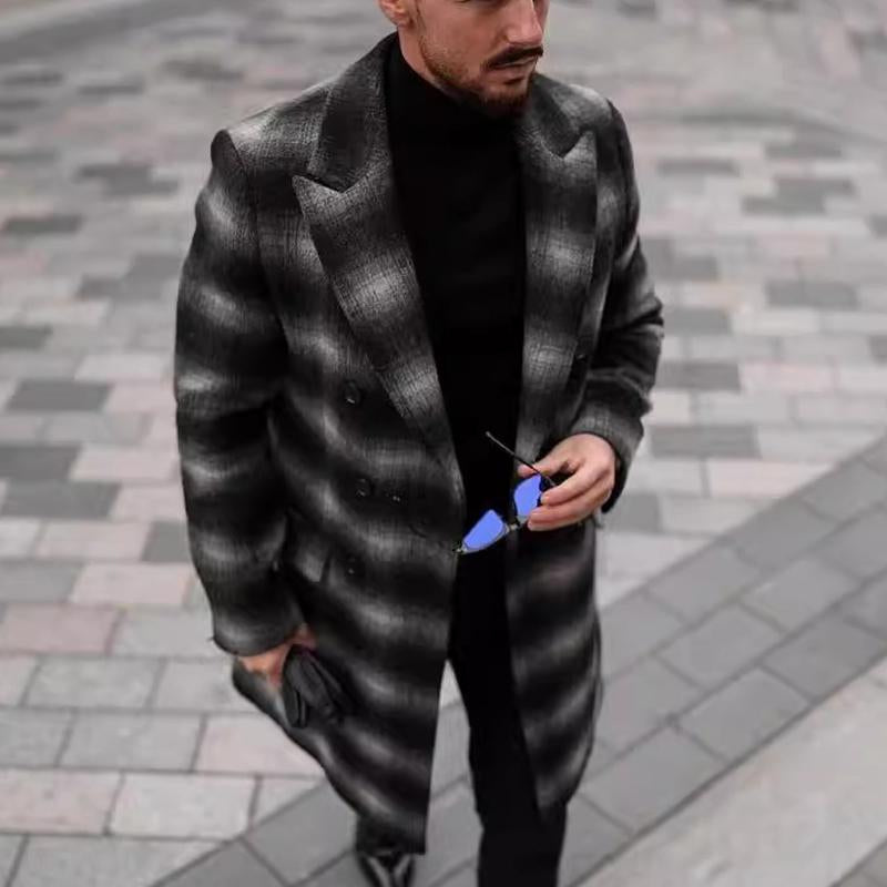 Men's Casual Check Single-breasted Coat 9261106593976