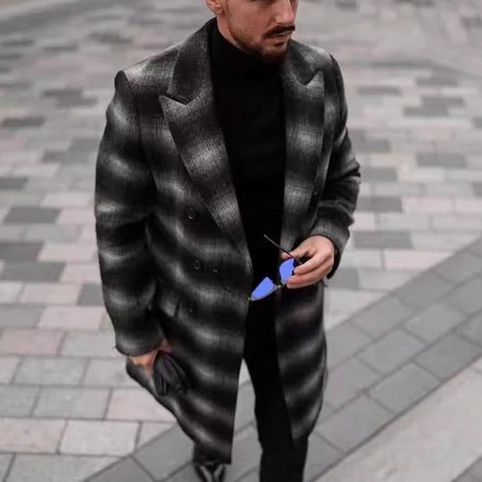 Men's Casual Check Single-breasted Coat 9261106593976