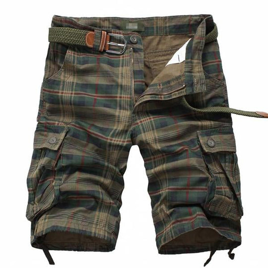 MEN'S VINTAGE POCKET PLAID SHORTS （WITHOUT BELT）  DTT25082016