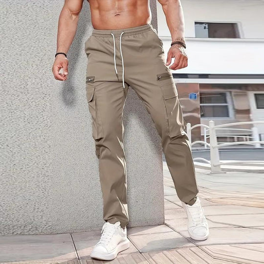 Men's Casual Solid Color Multi-Pocket Cargo Pants 9261763625144
