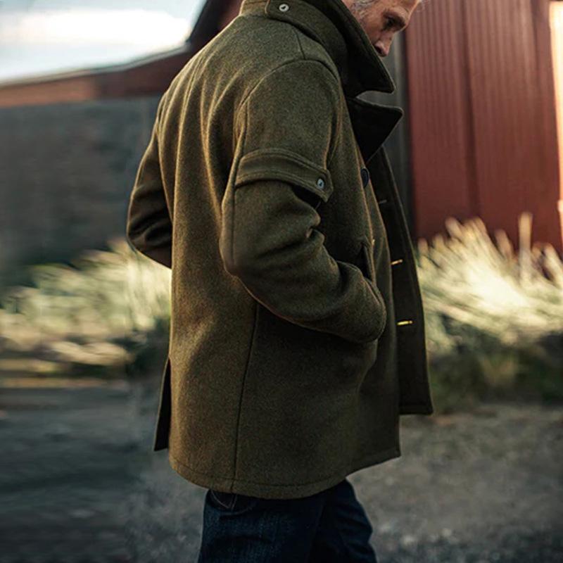 Men's British Style Solid Color Woolen Coat 9261105021112