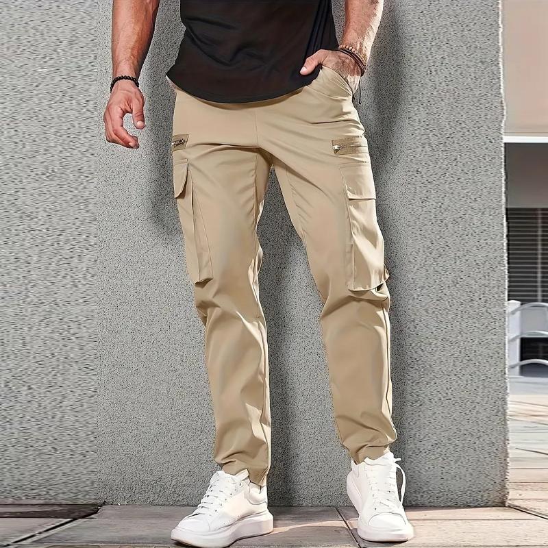 Men's Casual Solid Color Multi-Pocket Cargo Pants 9261763625144