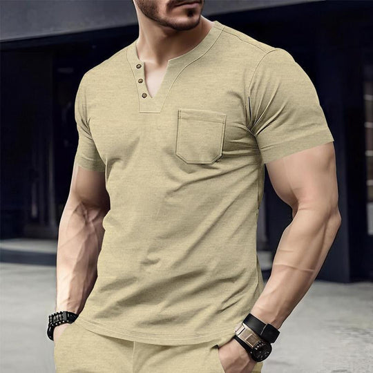 Men's Casual V-neck Short-sleeved T-shirt 9261139722424