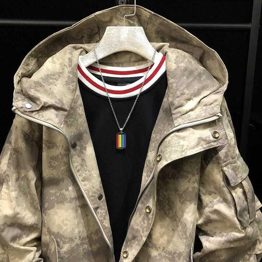 Men's Camouflage Mid-length Hooded Trench Coat 9261109543096