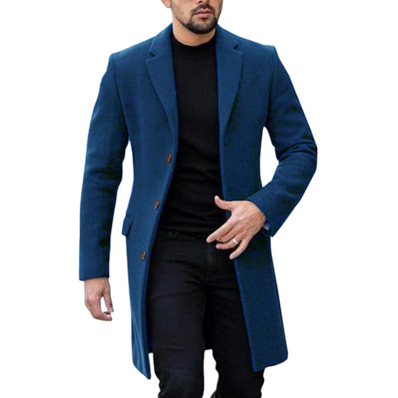 Men's Solid Color Single-breasted Mid-length Coat 9261103743160