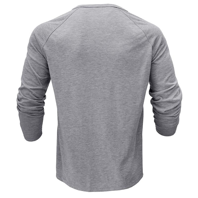 Men's Casual Solid Color Henley Collar Raglan Long Sleeve T-Shirt 9261136380088