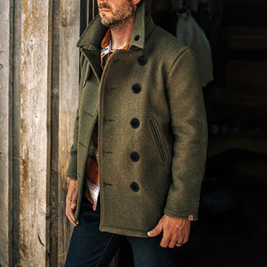Men's British Style Solid Color Woolen Coat 9261105021112