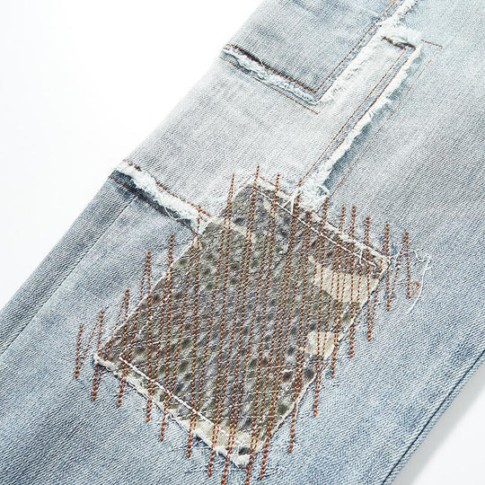 Men's Patchwork Embroidered Jeans 9268189298872