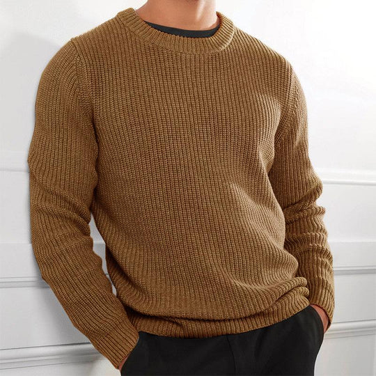 Men's Round Neck Solid Knit Sweater 9262176469176