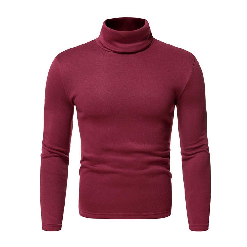 Men's Classic Casual Fleece High Collar Long Sleeve T-shirt 9261139394744