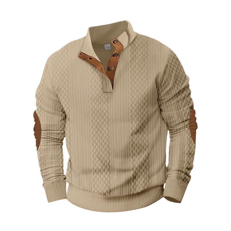 Men's Casual Color Block Jacquard Stand Collar Sweatshirt 9260833996984