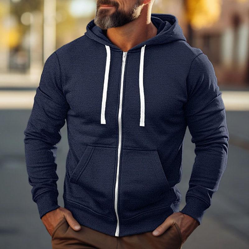 Men's Casual Solid Color Sport Long Sleeve Hoodie Jacket 9261087129784