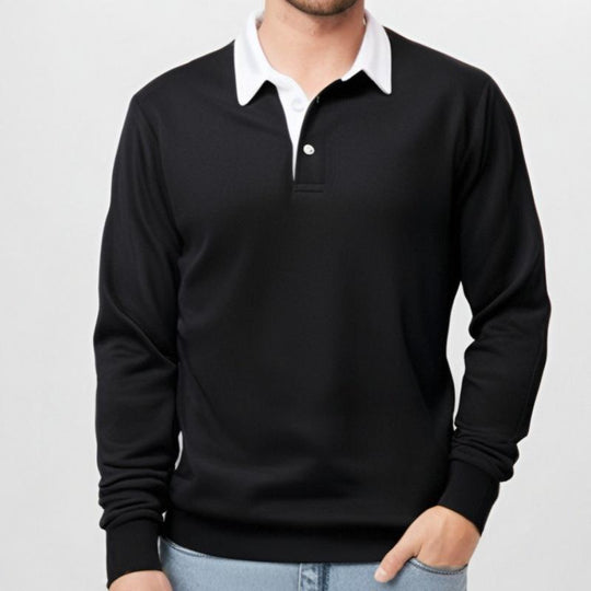 Men's Classic Casual Long Polo Neck Long Sleeve Sweatshirt Dtt25081905