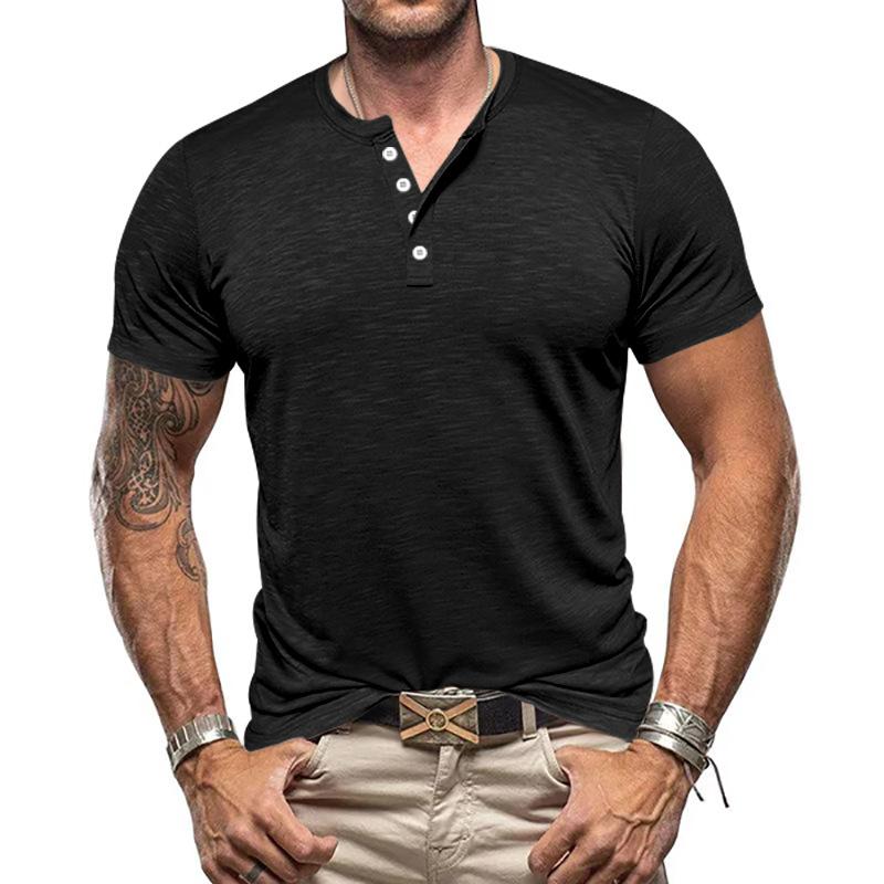 Men's Casual Henley Collar Short Sleeve T-Shirt 9261122551992