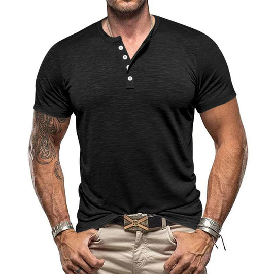 Men's Casual Henley Collar Short Sleeve T-Shirt 9261122551992