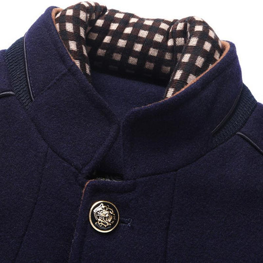 Men's Casual Solid Color Scarf Collar Mid-length Coat 9261106200760