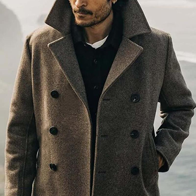 Men's Notch Lapel Double-breasted Short Coat 9261107282104