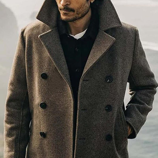 Men's Notch Lapel Double-breasted Short Coat 9261107282104