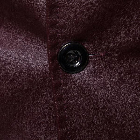 Men's Vintage Lapel Two Button Single Breasted Slim Fit PU Blazer DTT25082003