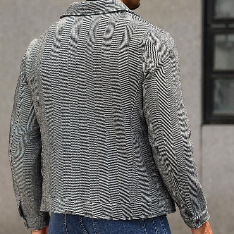 Men's Solid Color Herringbone Lapel Thin Jacket 9888006275256