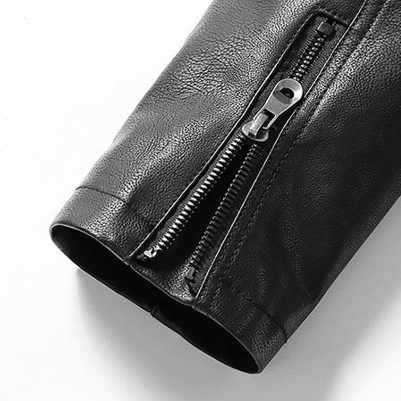 Men's Mid-length Stand Collar Leather Coat 9261108854968