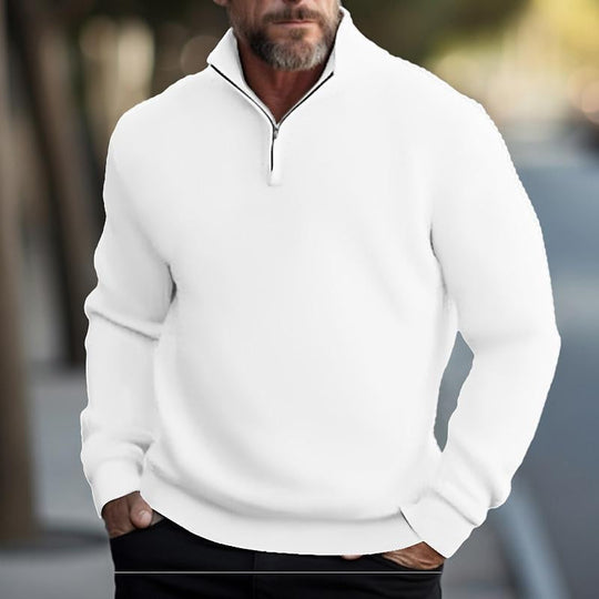 Men's Casual Solid Color Half Stand Collar Zip Sweatshirt DTT25082001