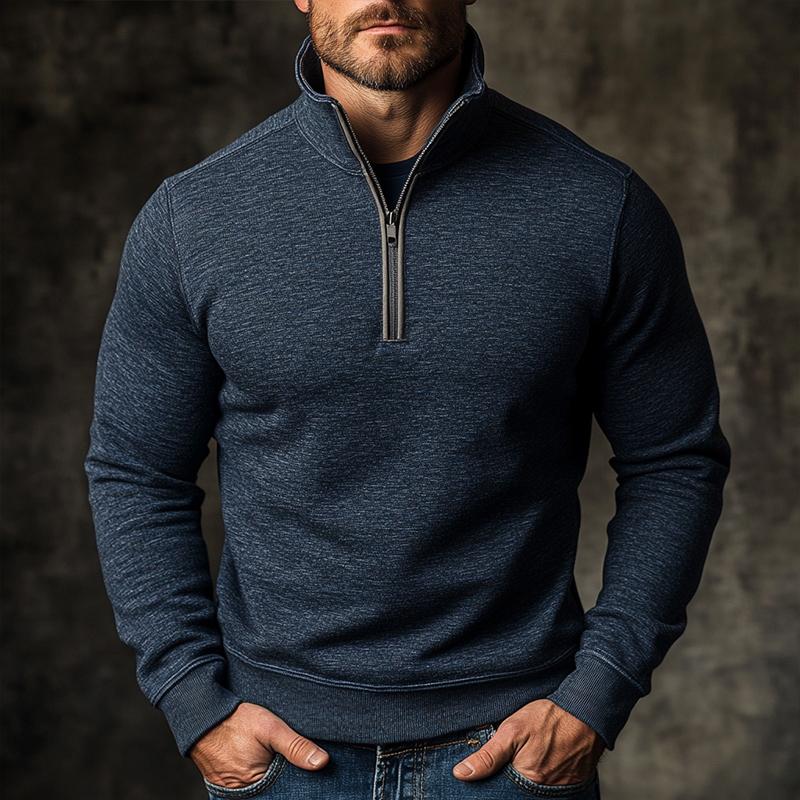 Men's Retro Casual Multicolored Zipper Stand Collar Sweatshirt 9873134518456