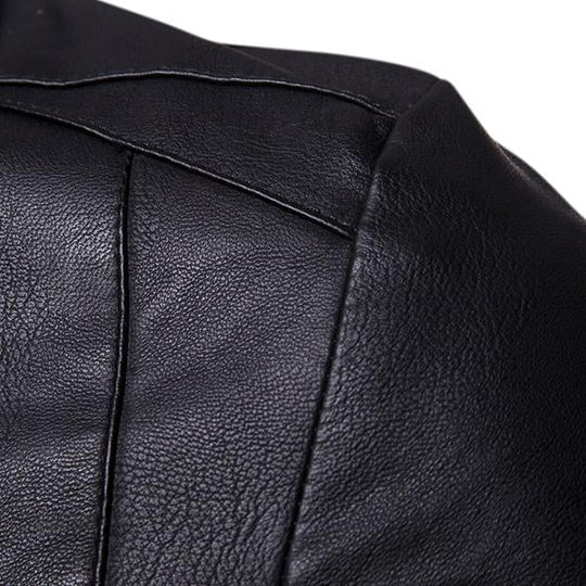 Men's Casual Biker Baseball Collar Leather Jacket 9261080641720