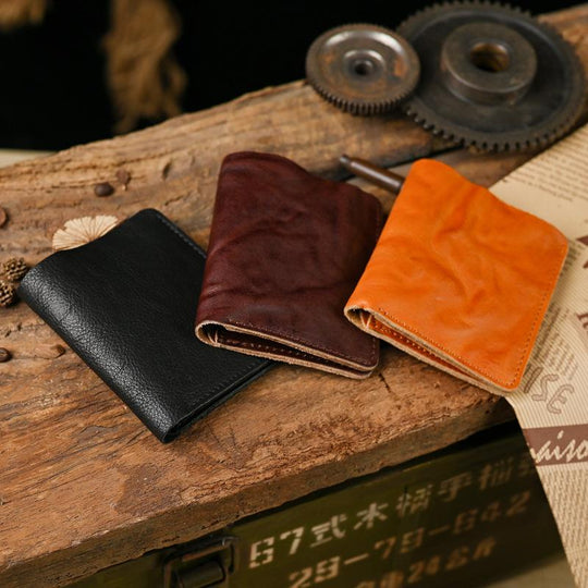 Men's Vintage Top Layer Cowhide Distressed Wrinkled Wallet 9880240095416