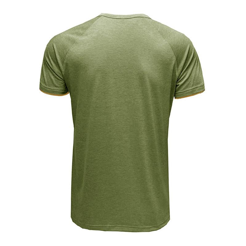 Men's Casual Contrasting Henley Collar Short Sleeve T-Shirt 9261135528120