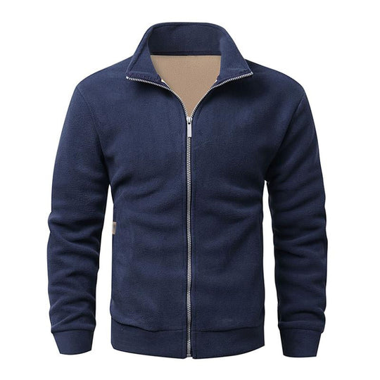 Men's Retro Casual Solid Color Polar Fleece Lapel Sweatshirt Jacket 9261094207672