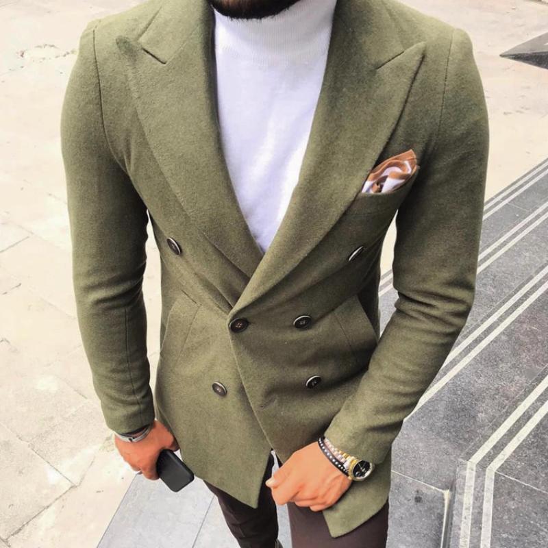 Men's Retro Casual Solid Color Mid-Length Double-Breasted Coat 9261108723896