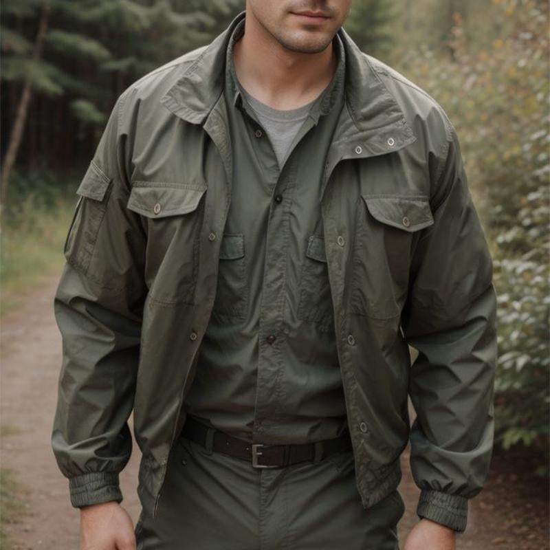 Men's Retro Casual Solid Color Workwear Outdoor Field Jacket 9267507921080