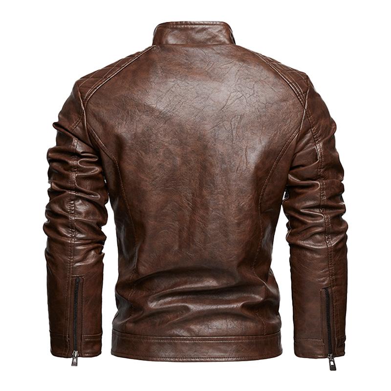 Men's American Retro Leather Motorcycle Jacket 9261092044984