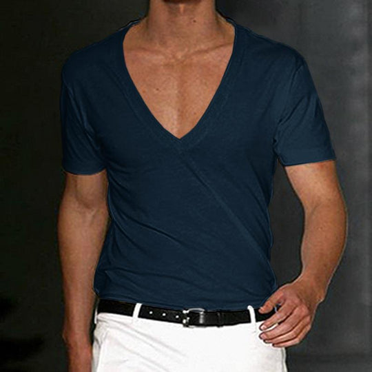 Men's Fitness Sports Solid Color Deep V Neck T-Shirt 9261119504568