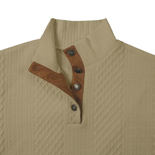 Men's Casual Color Block Jacquard Stand Collar Sweatshirt Dtt25081907