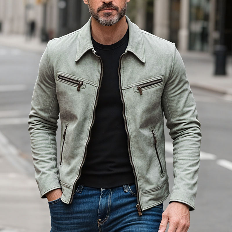 Men's Fashion Leather Lapel Zipper Biker Jacket Dtt383060664
