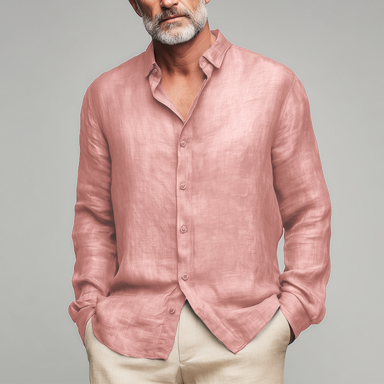 Men's Summer Fashion Slub Linen Long Sleeve Shirt DTT25082006