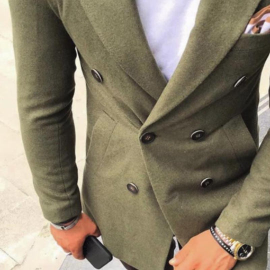 Men's Retro Casual Solid Color Mid-Length Double-Breasted Coat 9261108723896