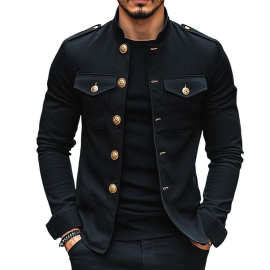 Men's Vintage Casual Solid Lapel Button Jacket 9885838475448