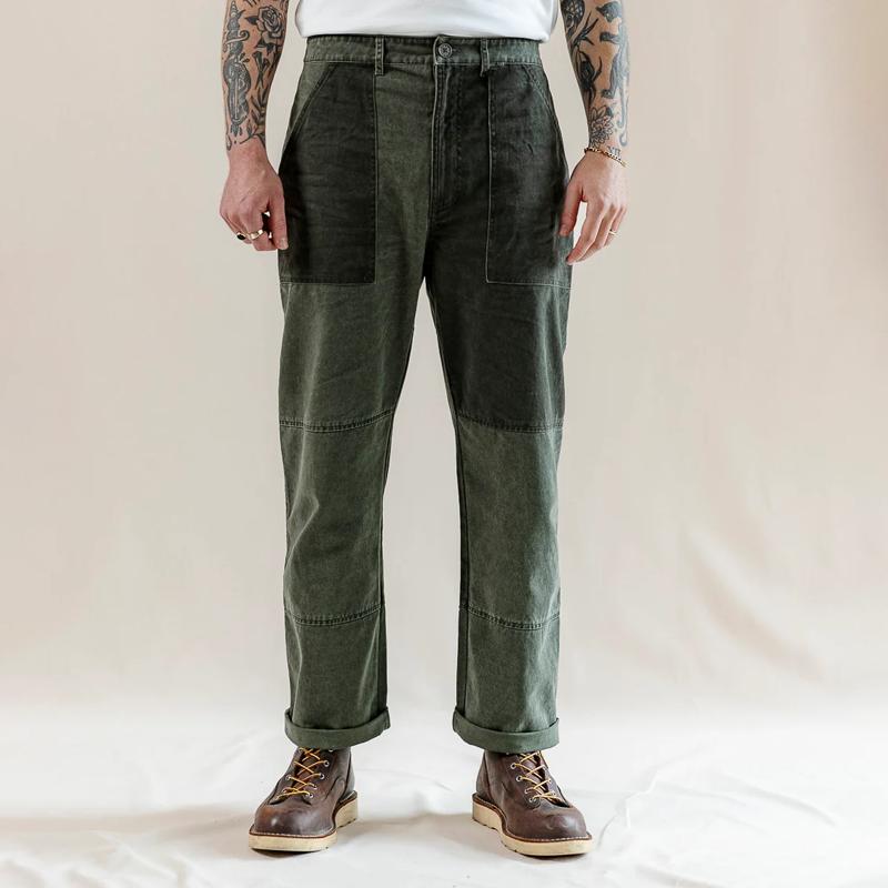 Men's Fashion Patchwork Washed Straight Denim Cargo Pants 9887383486648