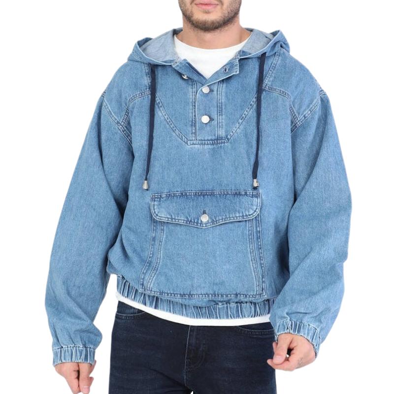 Men's Loose Casual Denim Hoodie 9883357806776