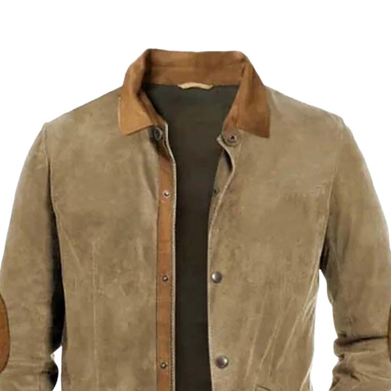 Men's Classic Vintage Leather and Suede Light Jacket 9877641822392