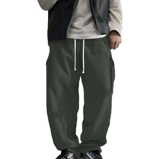 Men's Solid Corduroy Loose Pocket Cargo Pants 9261766639800