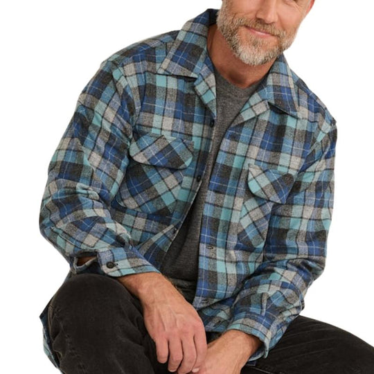 Men's Casual Contrast Plaid Long Sleeve Lapel Shirt 9884640051384